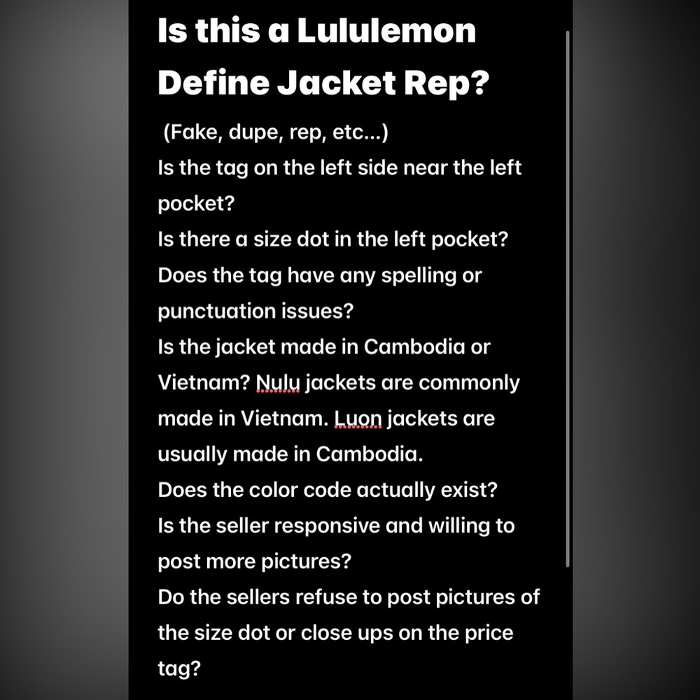 Fake vs Real Lululemon Define Jackets - Picture 2 of 11